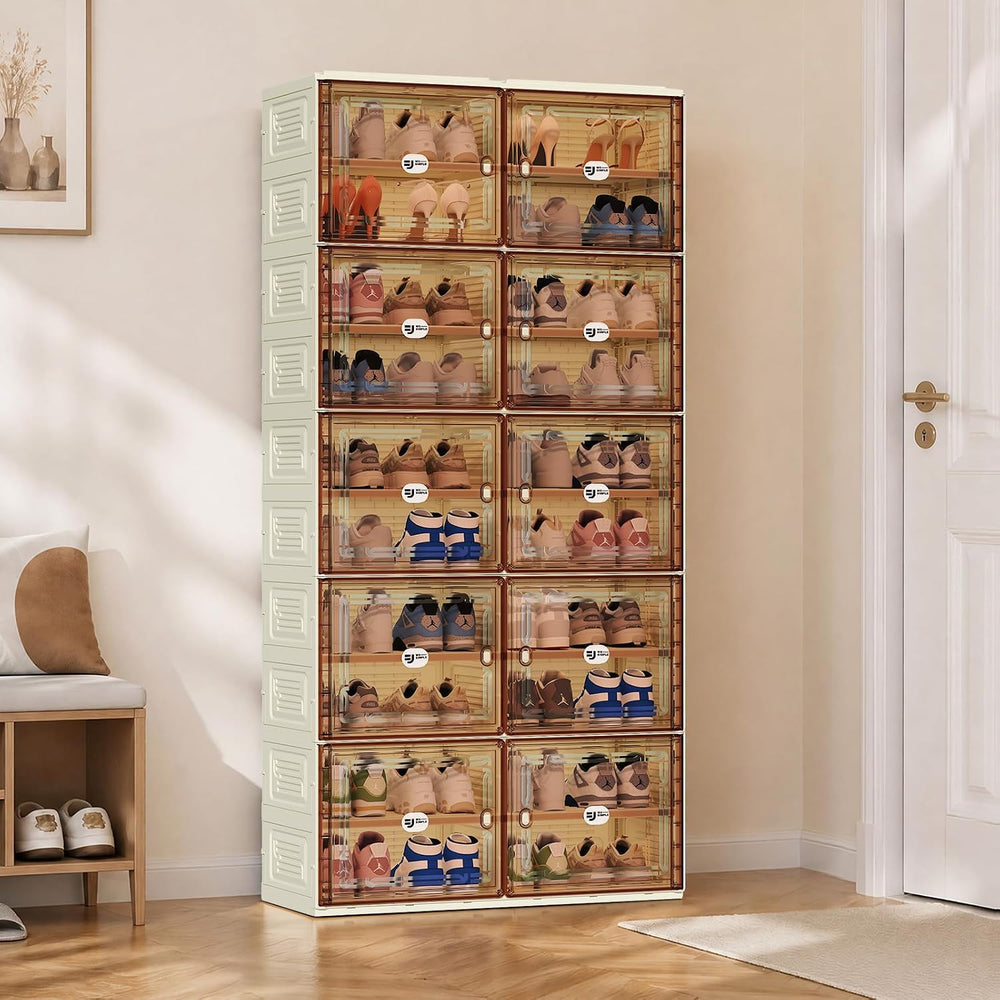 White Foldable Shoe Rack Organizer for 40 Pairs
