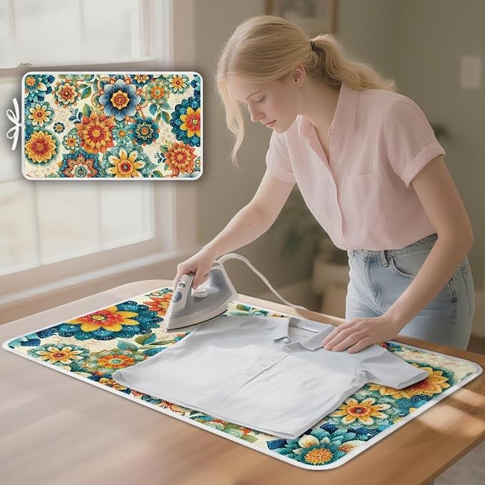 Boho Ironing Mat Foldable Ironing Pad Portable Board Iron Board Alternative - Image 3