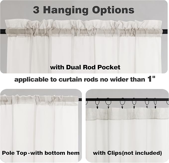 Chyhomenyc Ivory Sheer Curtains 84 Inches Long 2 Panels, Light Filtering Ivory - Image 3