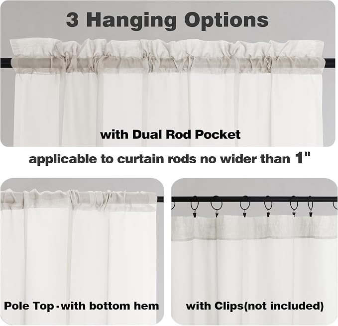 Chyhomenyc Extra Long Ivory Sheer Curtains 144 inch 2 Panels, Translucent - Image 3