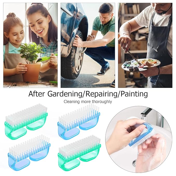 Handle Grip Nail Brush, Hand Fingernail Brush Cleaner Scrubbing Kit Pedicure - Image 4