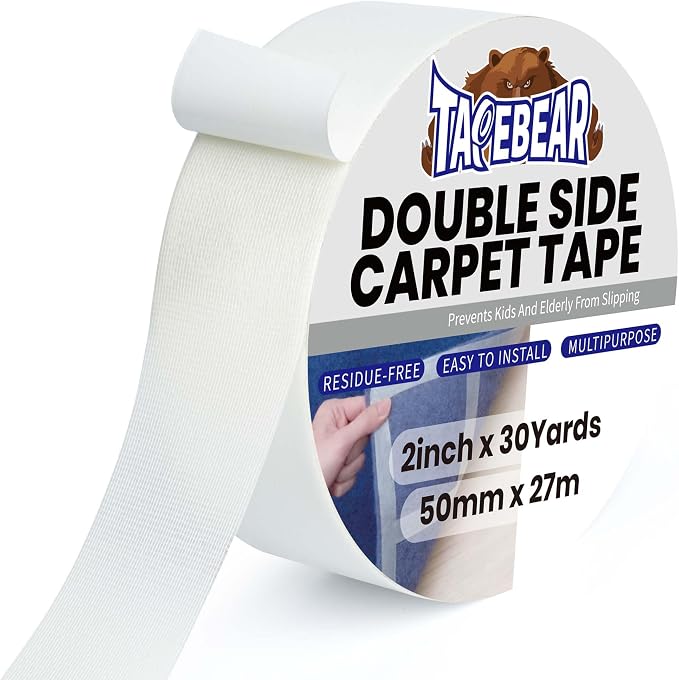 TAPEBEAR Carpet Tape Double Sided 2Inch x 30Yards, Heavy Duty Rug Gripper Anti by TAPEBEAR
