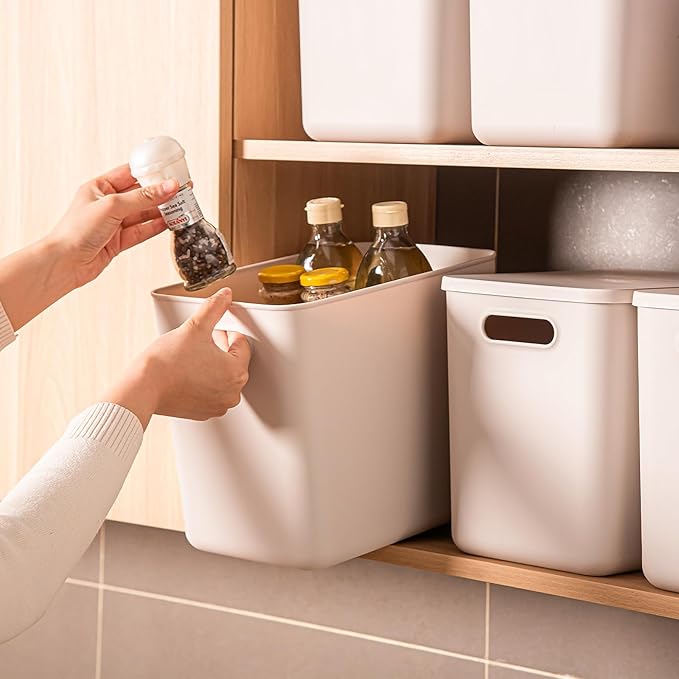 Plastic Storage Bins with lids, Storage Baskets, Container with handle - Image 4