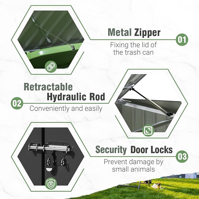 Greesum 5.8x3.3 FT Outdoor Storage Shed Metal Garbage Shed - Image 6
