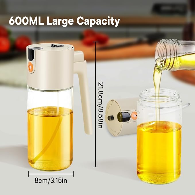 Oil Sprayer For Cooking with Leak-Proof Seal, One Touch Mist - 600ML Kitchen - Image 2