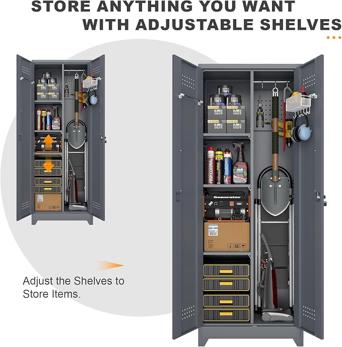 Broom Closet Storage Cabinet, Steel Locking Cabinet - Image 6