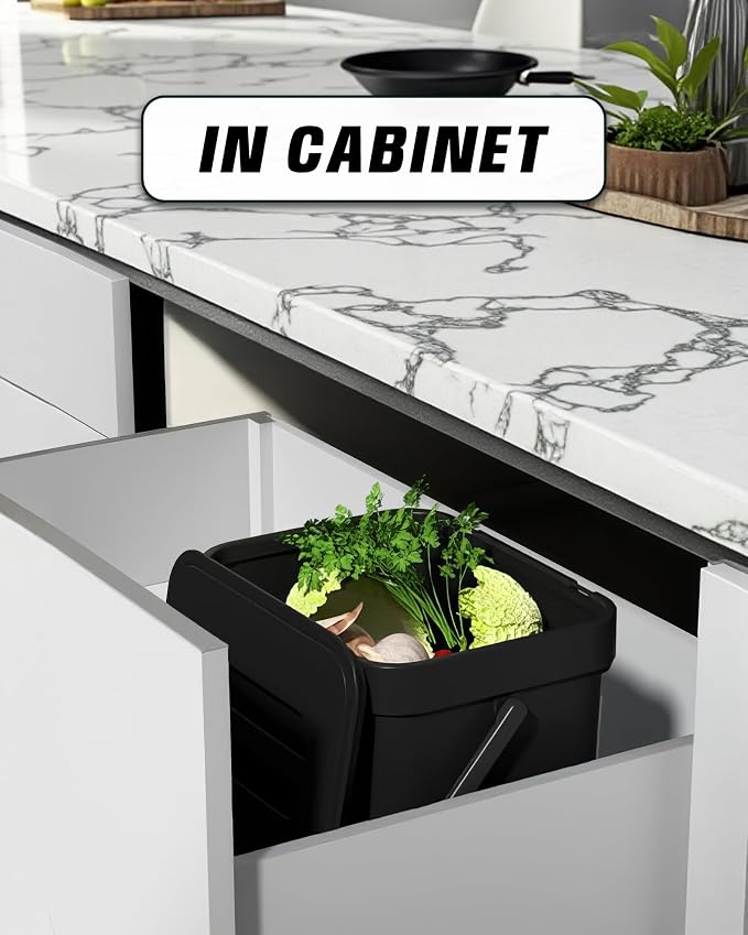Countertop Compost Bin Kitchen, 1.8 Gallons Hanging Trash Can - Image 9