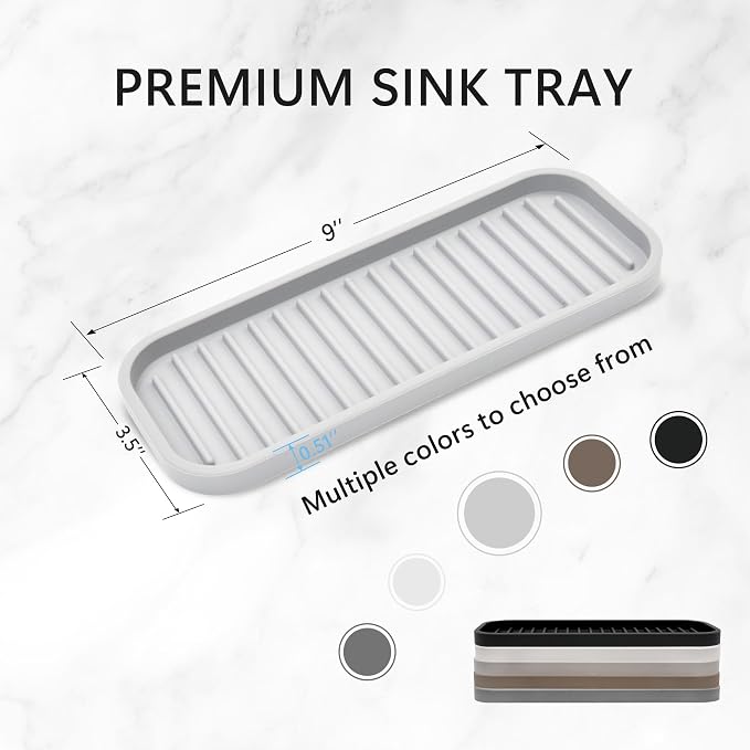 Silicone Sponge Holder Kitchen Sink Organizer Tray Dish Caddy Soap Dispenser - Image 3