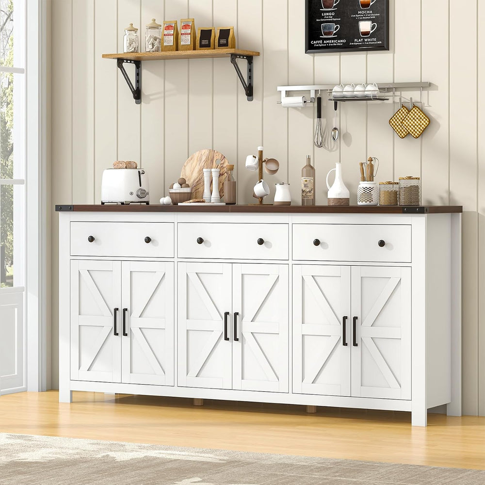 VVFLU 71" Large Sideboard Buffet Cabinet with Storage, Modern Farmhouse ...