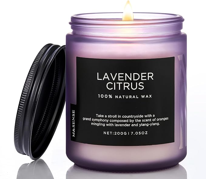 M&SENSE Lavender Citrus Scented Candle, Natural Soy Wax by MSENSE