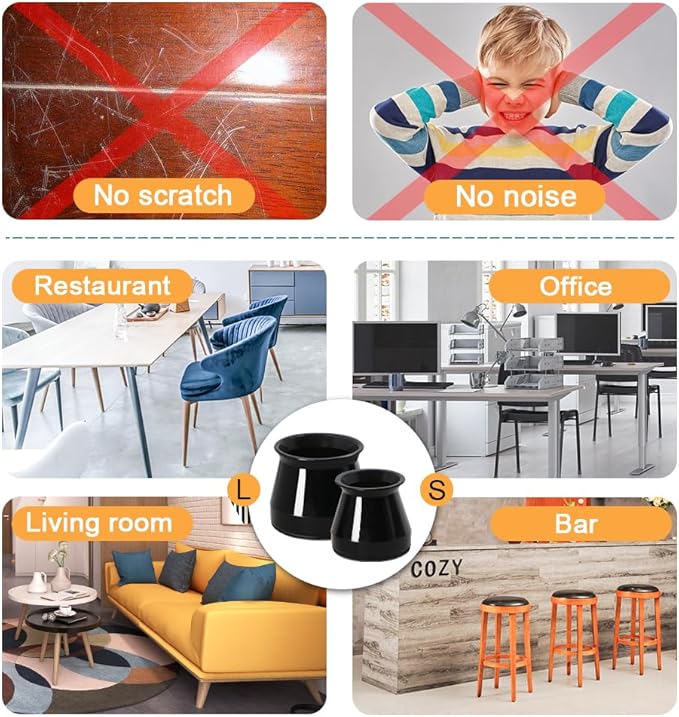 32 Pcs Chair Leg Protectors for Hardwood Floors, Silicone Felt Furniture Leg - Image 7