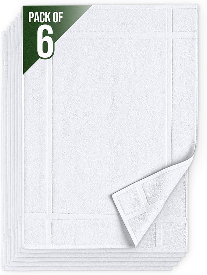Pearl Linens Pack of 6 100% Cotton Bath Mat 20X30 inches, Soft & Absorbent by PearlLinens