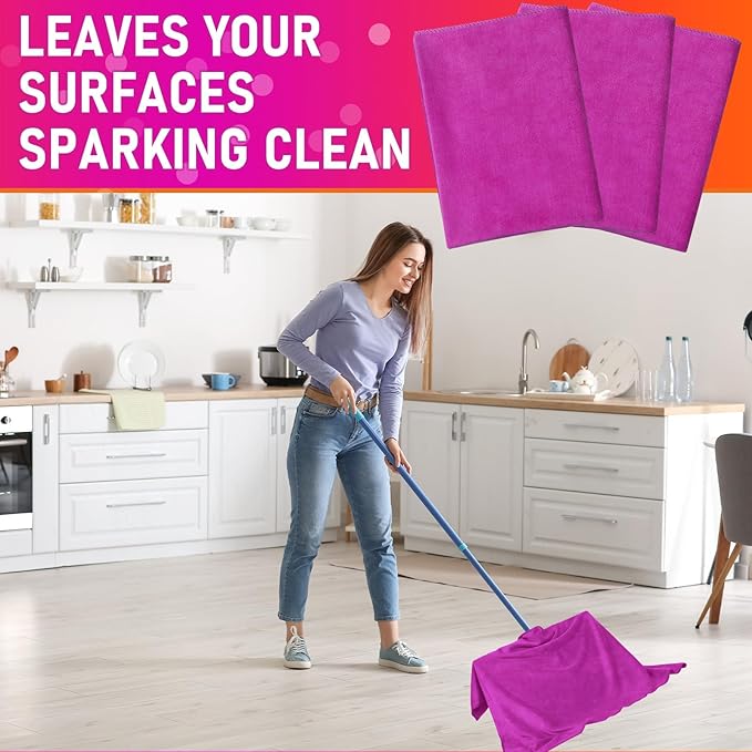 Newwiee 3 Pcs Extra Large Microfiber Cleaning Cloth 30" x 20" Washable Reusable - Image 3