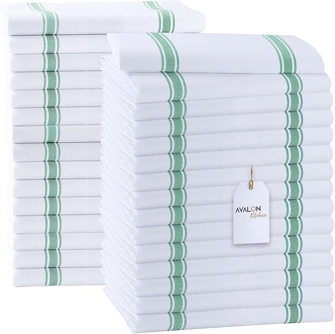 Dish Towels Set Size 15x25 Inch, 100% Cotton Soft & Absorbent Linen Kitchen by Avalon+Kitchen