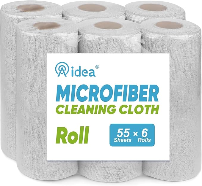 AIDEA Microfiber Cleaning Cloth 330 Sheets 6 Roll, Shop Towels, Shop Rags by AIDEAHOME