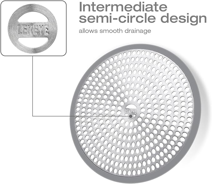 LEKEYE Shower Hair Catcher Drain Protector Strainer-Steel & Silicone 2 Pack - Image 5