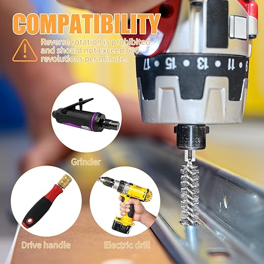 6Pieces Wire Brush Drill Bore Cleaning Brushes Set, - Image 4