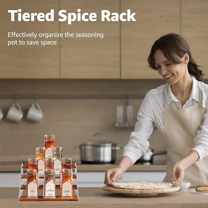 nianfeng Tiered Spice Rack, 4-Tier Spice Pantry Kitchen Cabinet Organizer - Image 4