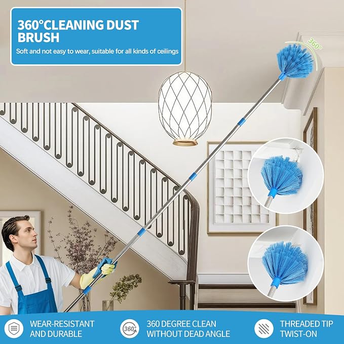 High Reach Duster Kit with14 ft Extension Pole High Ceiling Dusting and Window - Image 5