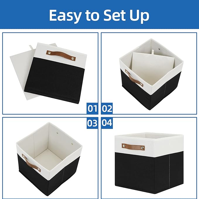 Temary 11 inch Cube Storage Bin 4 Pack Fabric Storage Cubes - Image 7