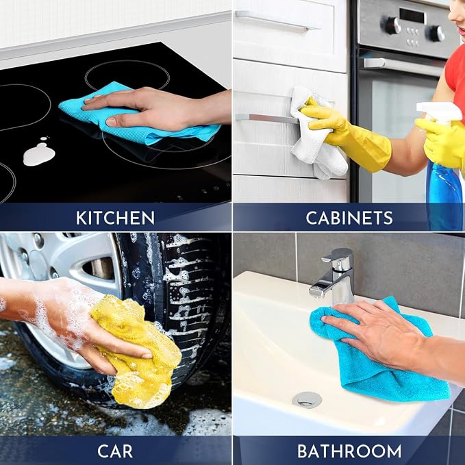 GLIMGLINT Microfiber Cleaning Cloth, 150 Pack Cleaning Rags, Cleaning Towels - Image 7