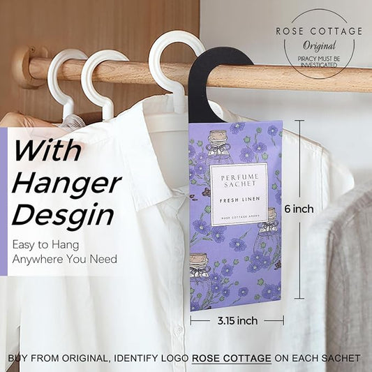 ROSE COTTAGE Large 12 Packs Fresh Linen Hanging Closet Deodorizer Air Freshener - Image 2