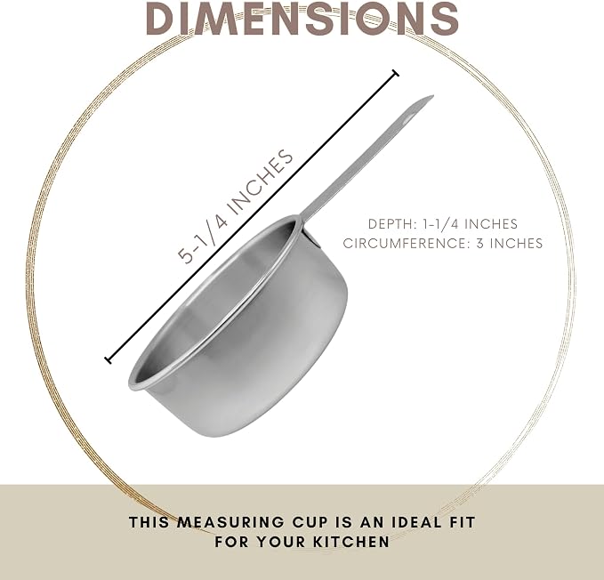 1/2 Cup Stainless Steel Measuring Cup | Sturdy Metal 125 ml | 125 cc | 4 oz | - Image 3