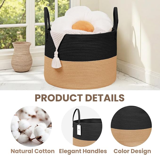 Woven Blanket Basket, 115L Large Rope Storage Bin - Image 3