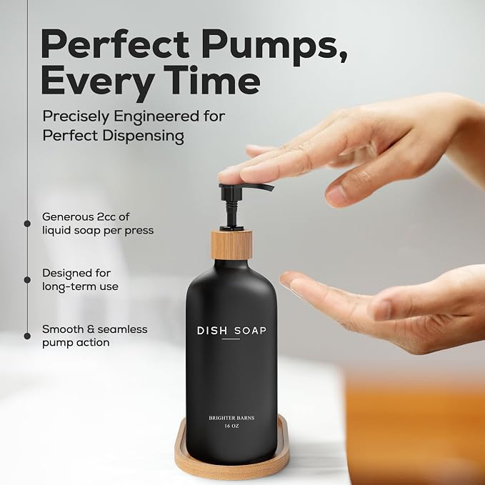 Black Glass Dish Soap Dispenser - Image 4