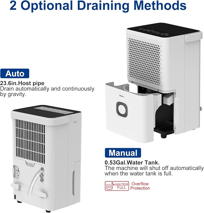 Shinco 30 Pints Dehumidifier for Home and Basements, 1500 Sq.Ft Dehumidifiers - Image 5