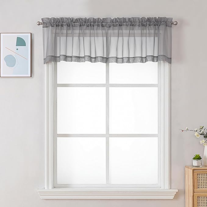 Chyhomenyc Sheer Valances for Windows 42W x 14L inches 2 Pack, Small Window by Chyhomenyc