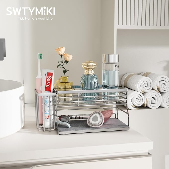SWTYMIKI Kitchen Sink Caddy Organizer, 2 Tier Sponge Holder - Image 7