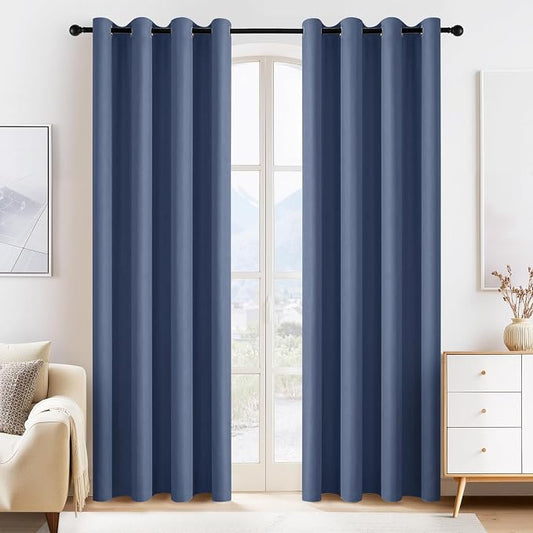 PONY DANCE Stone Blue Blackout Curtains by PONYDANCE