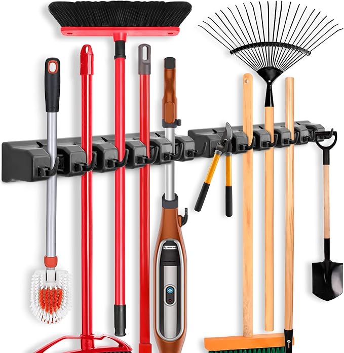 IMILLET 2 Pack Mop and Broom Holder, Wall Mounted Organizer Mop and Broom by IMILLET