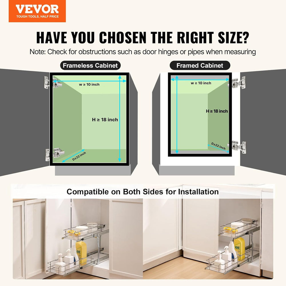 VEVOR Pull Out Cabinet Organizer,8.5" W x 21" D x15.2 HHeavy Duty S...