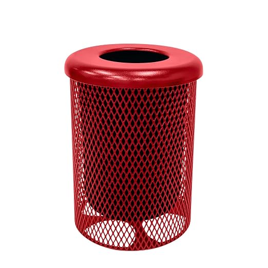 COATEDOUTDOORFURNITURE RFT-TXTRED Heavy Duty Round Trash Receptacle by CoatedOutdoorFurniture