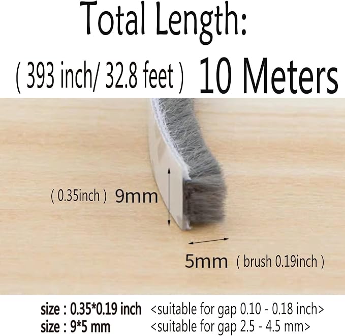Weather Stripping Brush for Sliding Windows/Doors Frame Side, Pile Self - Image 2