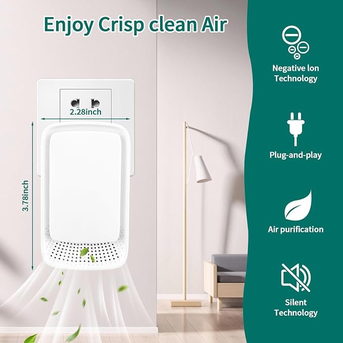 Plug-In Ionic Air Purifier, Home Air Ionizer, Silent Filterless Air Purifier - Image 5