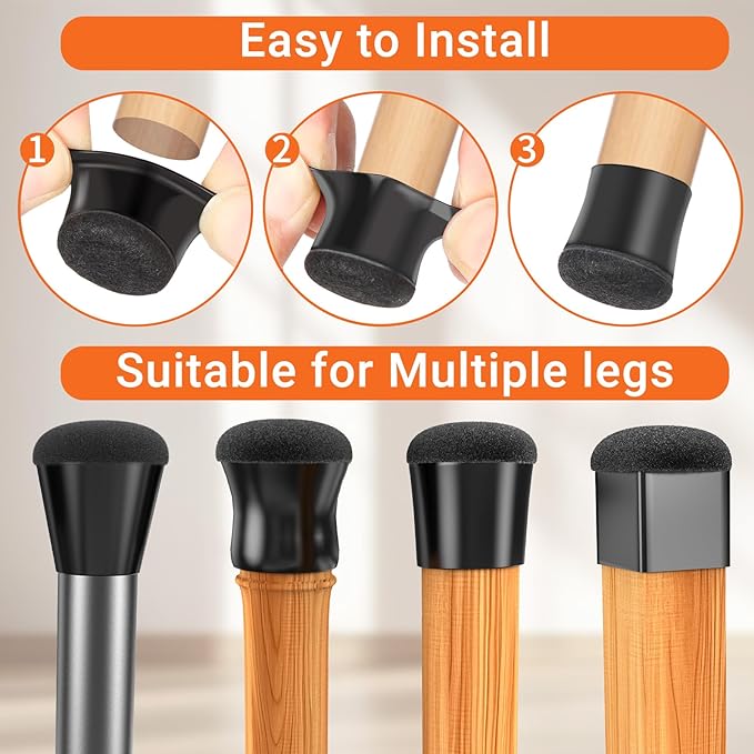 Chair Leg Floor Protectors Medium 24Pcs, Silicone Chair Leg Protectors - Image 6