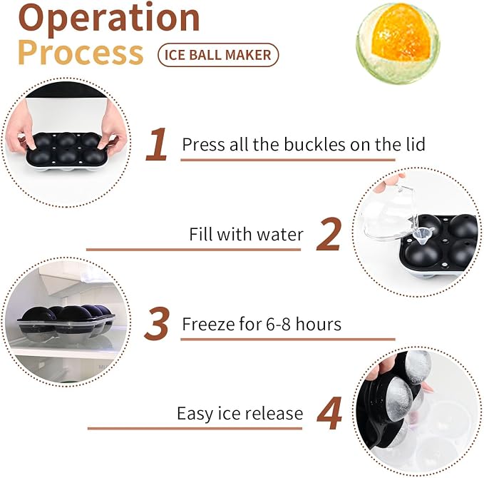 Large Ice Cube Tray for Whiskey: 2.5 Inch Silicone Ice Ball Maker - Image 5