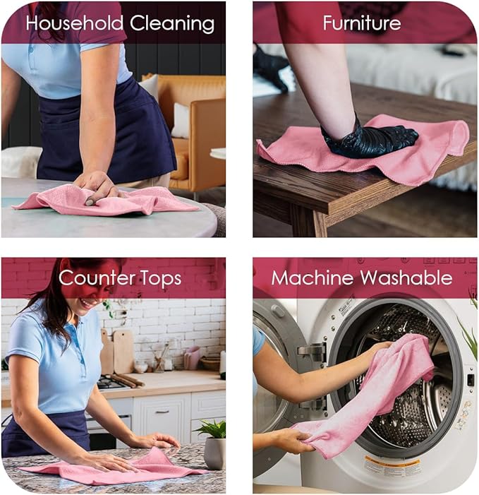 Avalon Towels Microfiber Cleaning Cloths Size 16" x 16", Highly Absorbent - Image 3