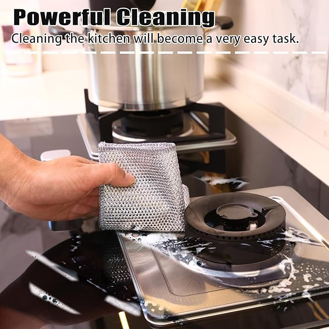Navona 12 Pcs New Upgrade Steel Wire Dishcloth, Triple-Layer Steel Wire - Image 5