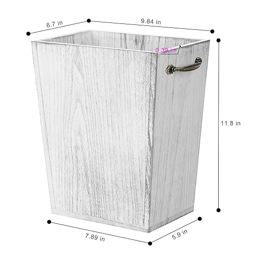 Wood Wastebasket Trash Can Rustic Farmhouse Square Garbage Container Bin - Image 2