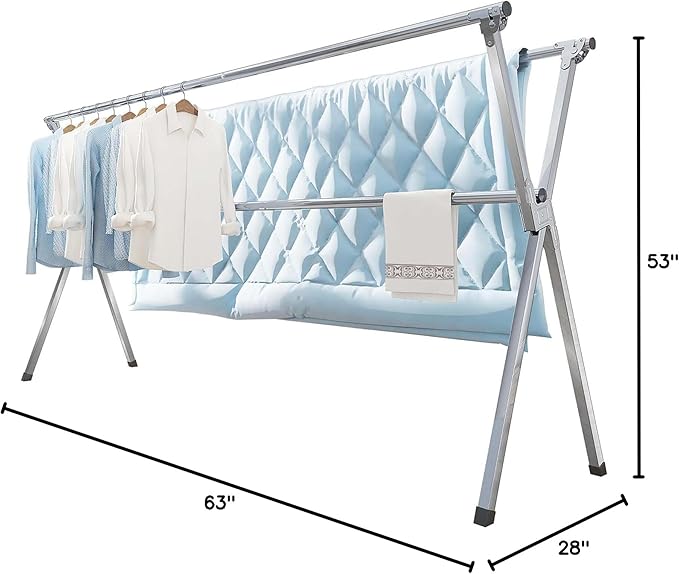 Clothes Drying Rack 63 Inches Folding Indoor Outdoor, Drying Rack Clothing - Image 7