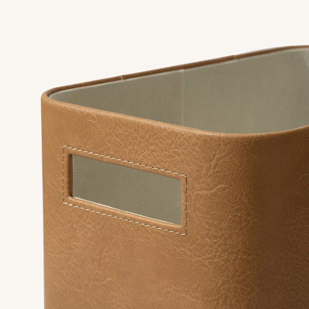 La Jolie Maison Faux Leather Storage Baskets for Organizing, Camel 2 Pack