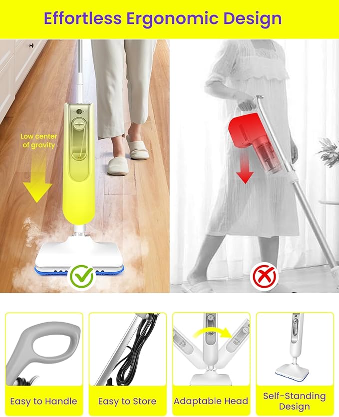 Steam Mop for Floor Cleaning, Effortless Ergonomic Design Floor Steamer for - Image 5