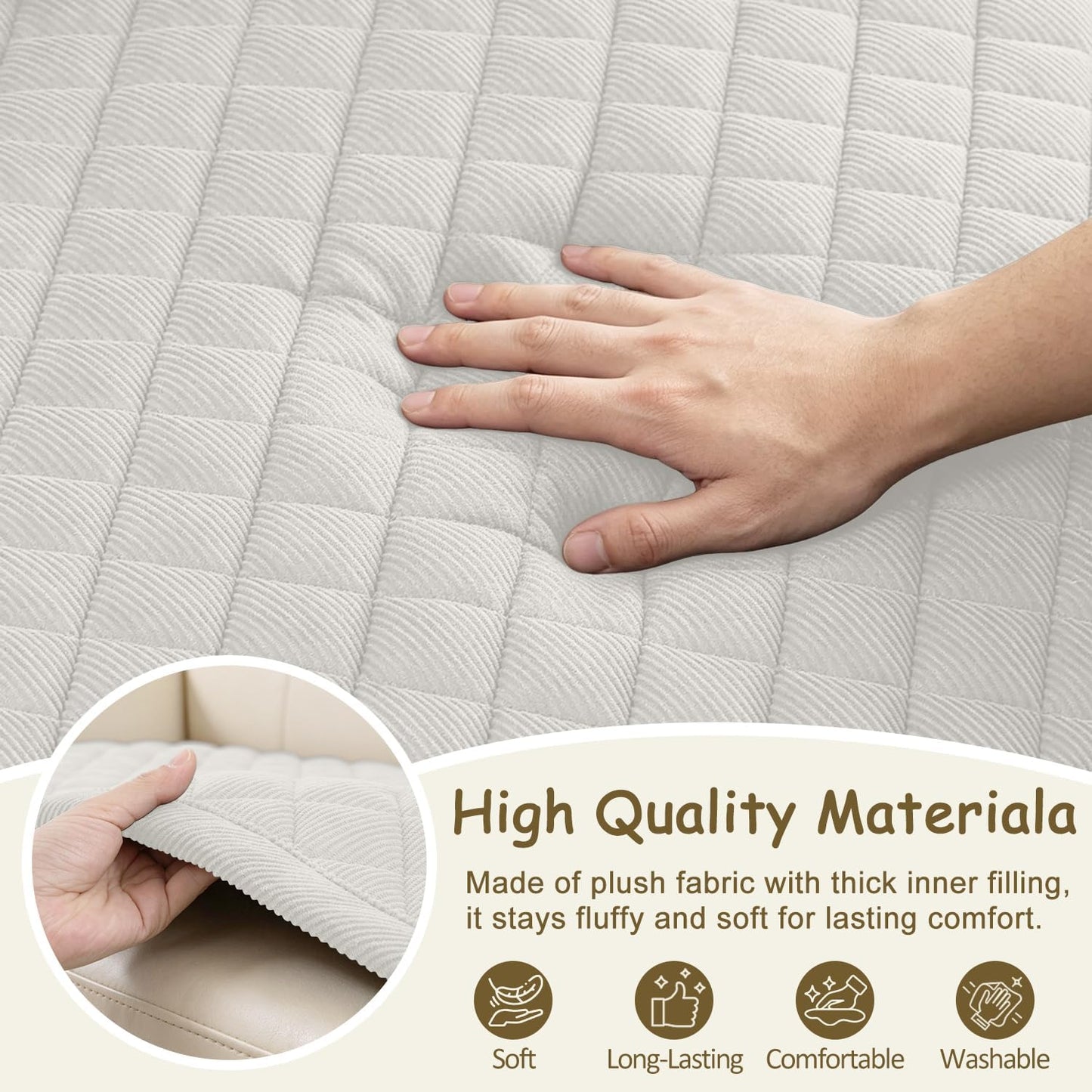 ALIECOM Waterproof Couch Covers for Dogs Sofa Cover Washable Non Slip Couch Covers for 3 Cushion Sofa Pet Friendly Soft Fuzzy Thick Sofa Slipcovers Furniture Protector (Ivory White, 27.5x82.6in)