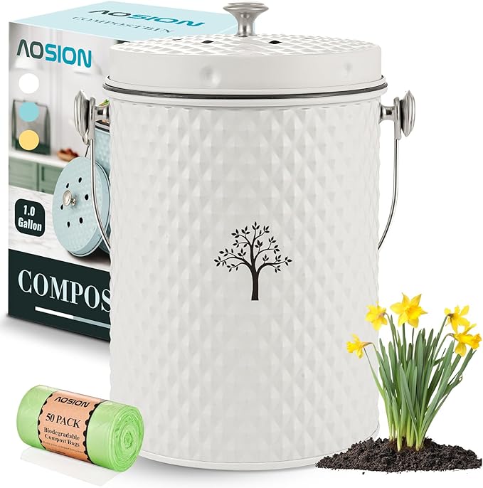 AOSION Countertop Compost Bin Kitchen, Odorless Indoor Compost Bin by AOSIONUSA
