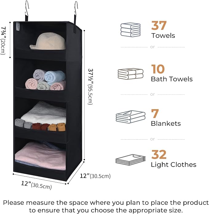 GRANNY SAYS 4-Shelf Hanging Organizer, Closet Hanging Shelves, Closet Hanging - Image 3