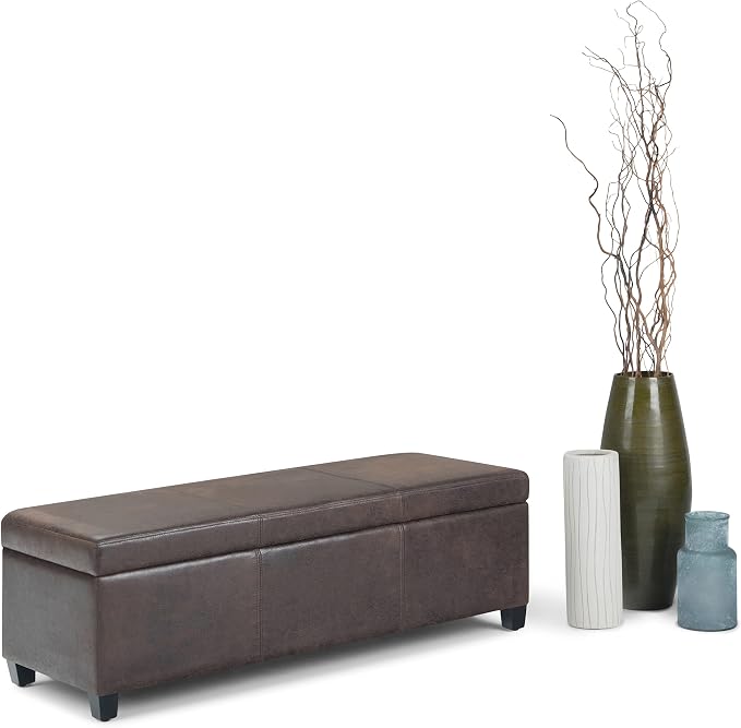 SIMPLIHOME Avalon 48 inch Wide Contemporary Rectangle Storage Ottoman Bench in - Image 4